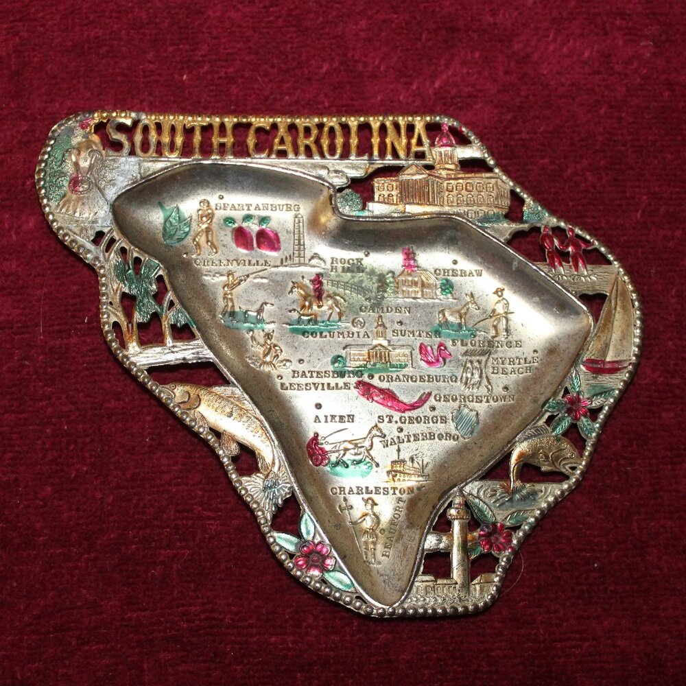 Vintage Metal South Carolina Tray